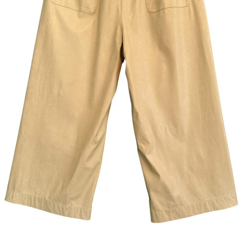 Tyler Boe Peyton Pleather Pants Wide‎ Leg Crop Faux Leather Womens 10 Tan - Picture 15 of 15